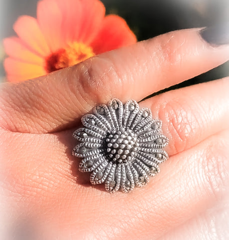 Daisy Marcasite Sterling 925 Silver RING