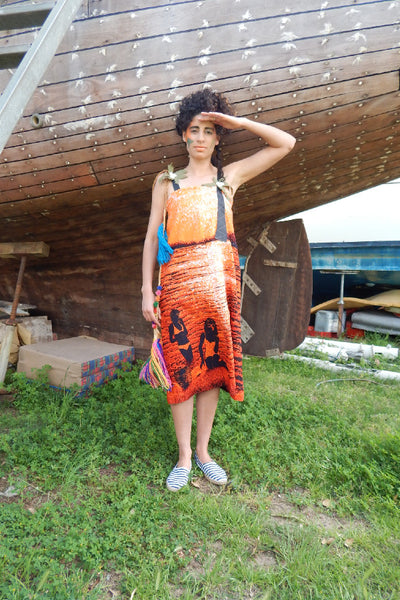 Island Life Reclaimed Cotton and Leather Dress